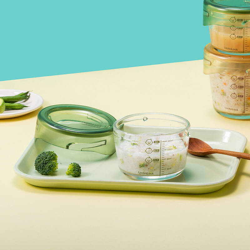 Glass Food Container for Baby 215ml*3 - LLG540S3GRN, , large image number null